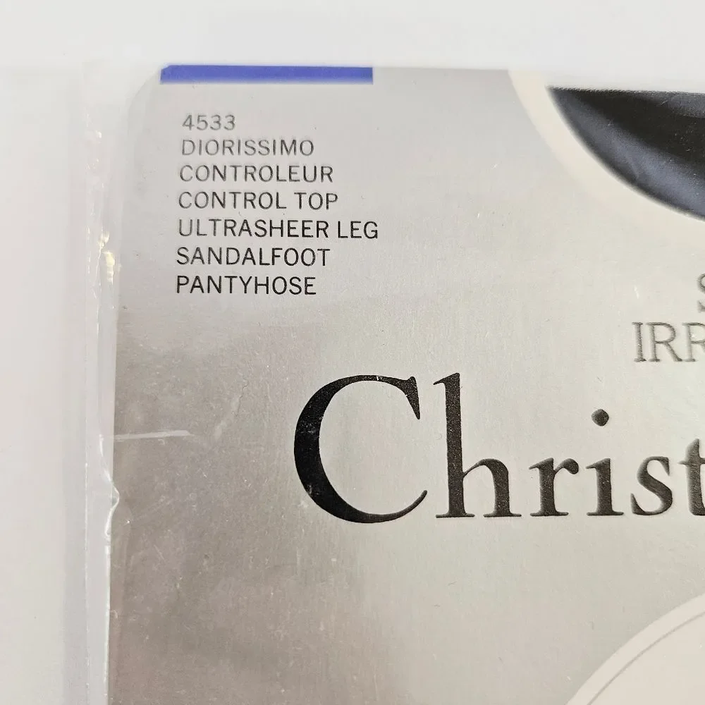 Vintage Christian Dior Control Top UltraSheer Sandalfoot Pantyhose Jet Black 3